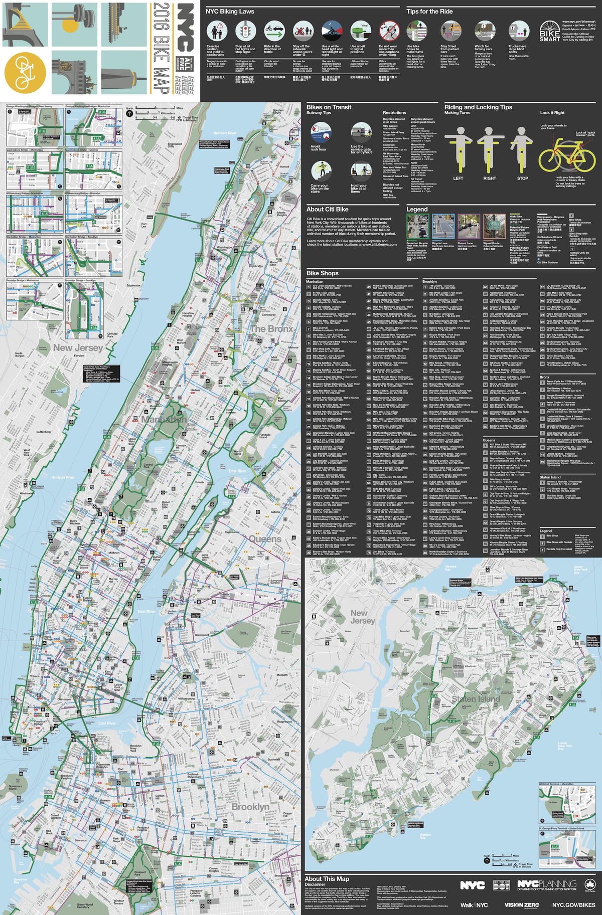 Manhattan bisiklèt liy kat jeyografik