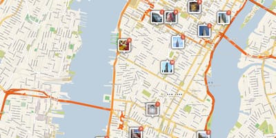 Kat jeyografik nan Manhattan ki montre atraksyon touris