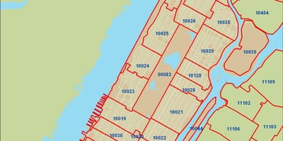 NYC kòd postal kat jeyografik Manhattan